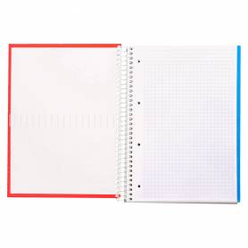 Cuaderno espiral liderpapel a4 micro crafty tapa forrada 120h 90 gr cuadro 5 mm 5 bandas 4 colores color rojo