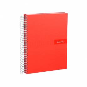 Cuaderno espiral liderpapel a4 micro crafty tapa forrada 120h 90 gr cuadro 5 mm 5 bandas 4 colores color rojo