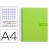 Cuaderno espiral liderpapel a4 micro crafty tapa forrada 120h 90 gr cuadro 5 mm 5 bandas 4 colores color verde - BA07