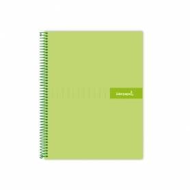 Cuaderno espiral liderpapel a4 micro crafty tapa forrada 120h 90 gr cuadro 5 mm 5 bandas 4 colores color verde