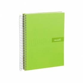 Cuaderno espiral liderpapel a4 micro crafty tapa forrada 120h 90 gr cuadro 5 mm 5 bandas 4 colores color verde