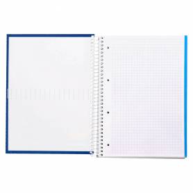 Cuaderno espiral liderpapel a4 micro crafty tapa forrada 120h 90 gr cuadro 5 mm 5 bandas 4 colores color azul