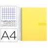 Cuaderno espiral liderpapel a4 micro crafty tapa forrada 120h 90gr cuadro 5mm 5 bandas 4 taladros color amarillo - BA89