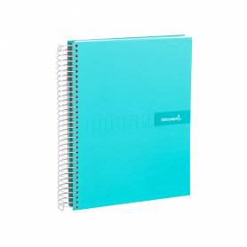 Cuaderno espiral liderpapel a4 micro crafty tapa forrada 120h 90gr cuadro 5mm 5 bandas 4 taladros color turquesa