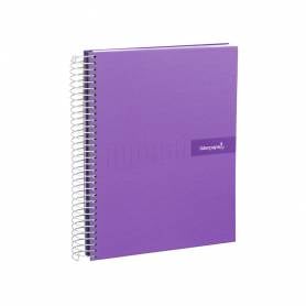 Cuaderno espiral liderpapel a4 micro crafty tapa forrada 120h 90gr cuadro 5mm 5 bandas 4 taladros color violeta