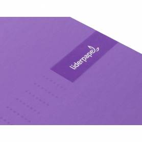 Cuaderno espiral liderpapel a4 micro crafty tapa forrada 120h 90gr cuadro 5mm 5 bandas 4 taladros color violeta