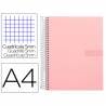 Cuaderno espiral liderpapel a4 micro crafty tapa forrada 120h 90 gr cuadro 5 mm 5 bandas 4 colores color rosa - BA93