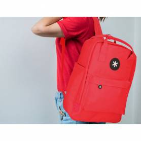 Cartera antartik mochila 2 asas y bolsillos exteriores rojo 300x115x390 mm