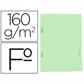 Subcarpeta liderpapel folio verde tres uñeros plastificada 160g/m2