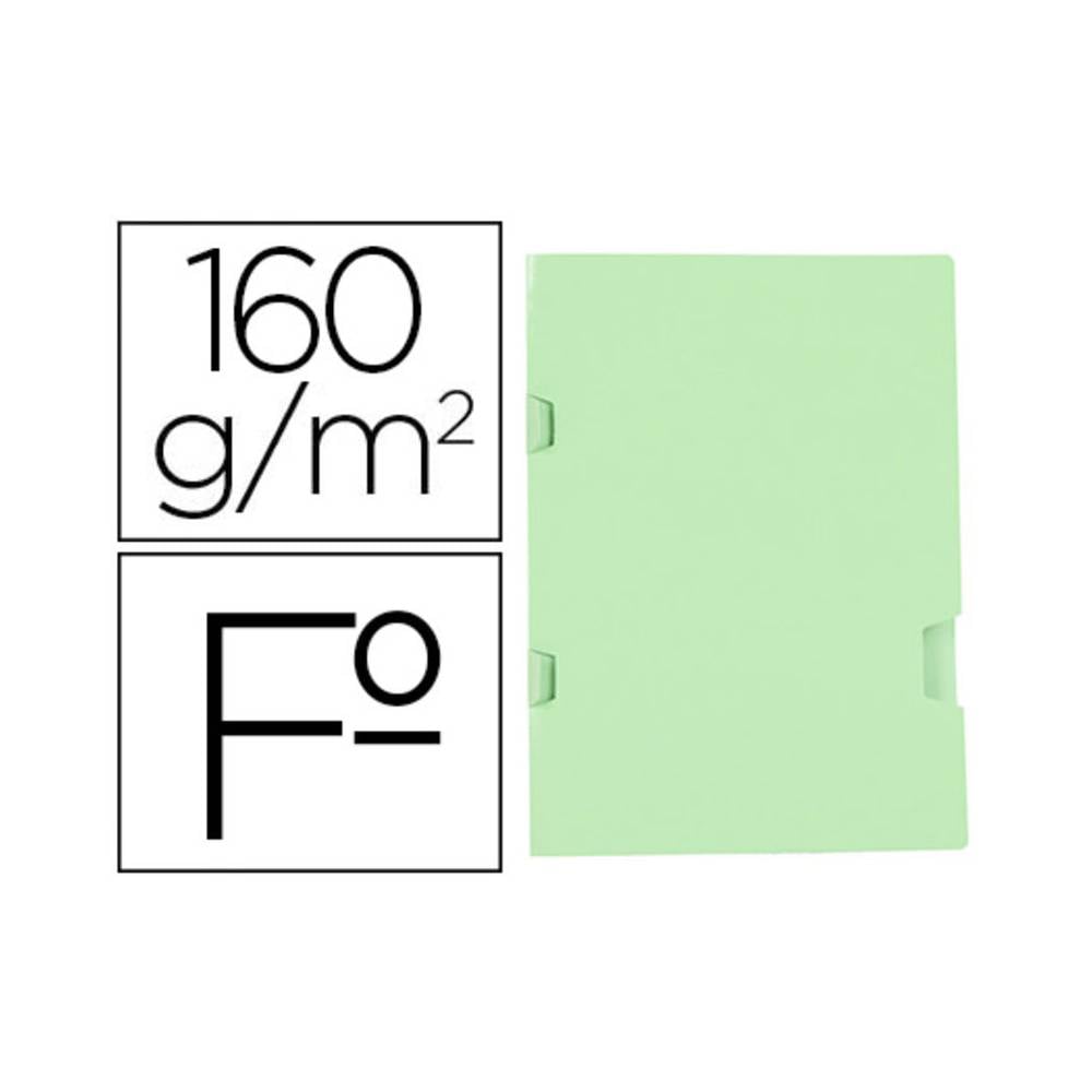 Subcarpeta liderpapel folio verde tres uñeros plastificada 160g/m2