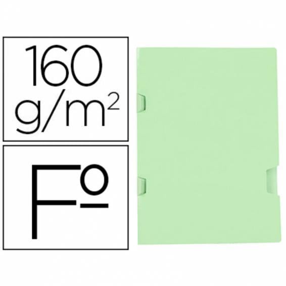 Subcarpeta liderpapel folio verde tres uñeros plastificada 160g/m2