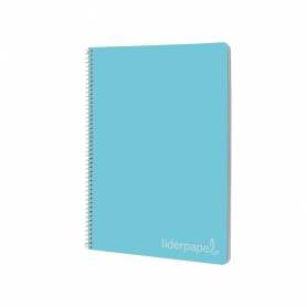 Cuaderno espiral liderpapel folio witty tapa dura 80h 75gr cuadro 4mm con margen color celeste