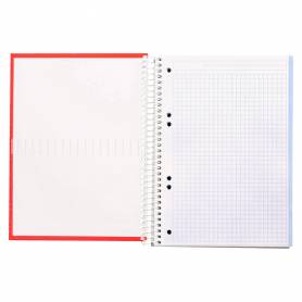 Cuaderno espiral liderpapel a5 micro crafty tapa forrada 120h 90 gr cuadro 5mm 5 bandas6 taladros color rojo