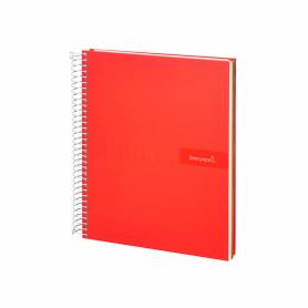 Cuaderno espiral liderpapel a5 micro crafty tapa forrada 120h 90 gr cuadro 5mm 5 bandas6 taladros color rojo