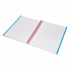 Cuaderno espiral liderpapel a4 micro jolly tapa forrada 140h 75 gr cuadro 5mm 5 bandas 4 taladros color rojo