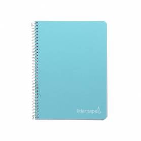 Cuaderno espiral liderpapel cuarto witty tapa dura 80h 75gr cuadro 4mm con margen color celeste