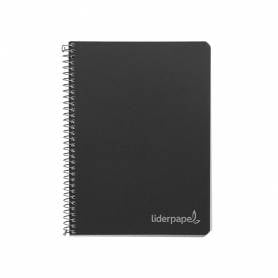 Cuaderno espiral liderpapel cuarto witty tapa dura 80h 75gr cuadro 4mm con margen color negro