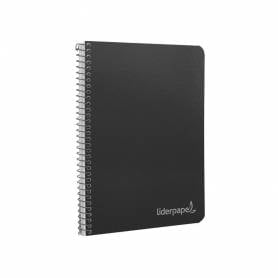 Cuaderno espiral liderpapel cuarto witty tapa dura 80h 75gr cuadro 4mm con margen color negro