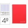 Cuaderno espiral liderpapel cuarto witty tapa dura 80h 75gr cuadro 4mm con margen color rojo - BC24