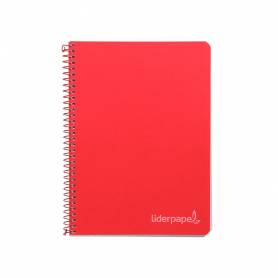 Cuaderno espiral liderpapel cuarto witty tapa dura 80h 75gr cuadro 4mm con margen color rojo