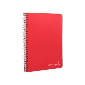 Cuaderno espiral liderpapel cuarto witty tapa dura 80h 75gr cuadro 4mm con margen color rojo