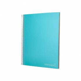 Cuaderno espiral liderpapel a4 micro jolly tapa forrada 140h 75 gr cuadro 5mm 5 bandas4 taladros color celeste