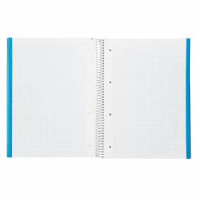 Cuaderno espiral liderpapel a4 micro jolly tapa forrada 140h 75 gr cuadro 5mm 5 bandas4 taladros color celeste