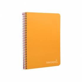 Cuaderno espiral liderpapel cuarto witty tapa dura 80h 75gr cuadro 4mm con margen color naranja