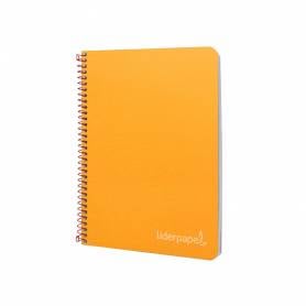 Cuaderno espiral liderpapel cuarto witty tapa dura 80h 75gr cuadro 4mm con margen color naranja