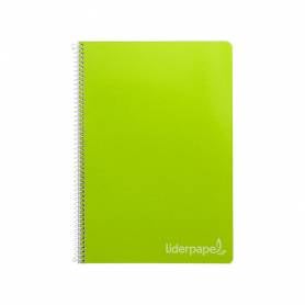 Cuaderno espiral liderpapel folio witty tapa dura 80h 75gr cuadro 4mm con margen color verde