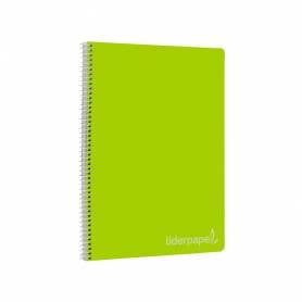 Cuaderno espiral liderpapel folio witty tapa dura 80h 75gr cuadro 4mm con margen color verde