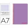 Cuaderno espiral liderpapel a7 micro wonder tapa plastico 100h 90 gr cuadro 5mm 4 bandas color violeta - BG08