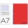 Cuaderno espiral liderpapel a7 micro wonder tapa plastico 100h 90 gr cuadro 5mm 4 bandas color rojo - BG20