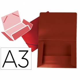 Carpeta liderpapel portadocumentos solapas polipropileno din a3 rojo translucido lomo flexible