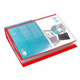 Carpeta liderpapel personaliza 100 fundas polipropilenodin a4 rojo translucido con cajetin