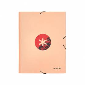 Carpeta liderpapel antartik gomas a4 3 solapas carton forrado trending color coral