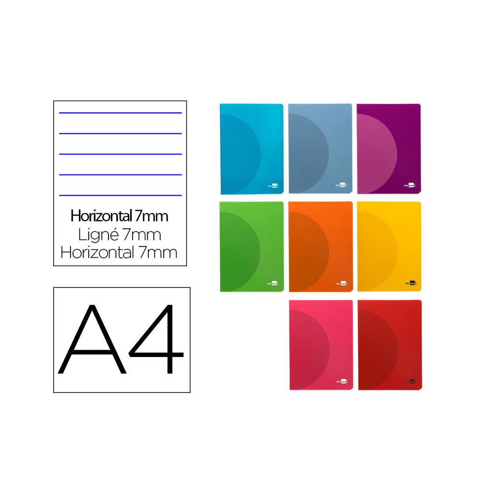 Libreta liderpapel 360 tapa de plastico a4 48 hojas 90g/m2 horizontal con doble margen colores surtidos