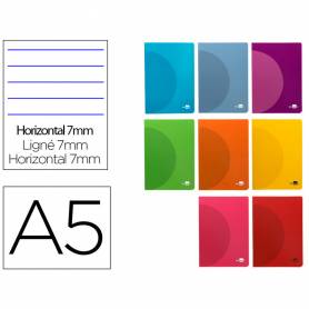 Libreta liderpapel 360 tapa de plastico a5 48 hojas 90g/m2 horizontal con doble margen colores surtidos