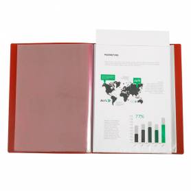 Carpeta liderpapel 30 fundas canguro pp din a4 rojo translucido portada y lomo personalizable