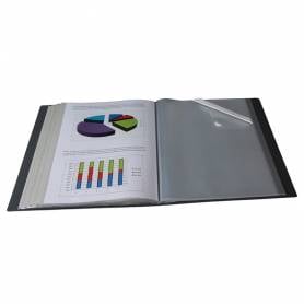 Carpeta liderpapel 30 fundas canguro pp din a4 negro opaco portada y lomo personalizable