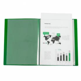 Carpeta liderpapel 60 fundas canguro pp din a4 verde translucido portada y lomo personalizable