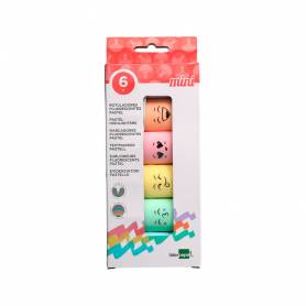 Rotulador liderpapel mini fluorescente pastel punta biselada estuche de 6 unidades colores surtidos