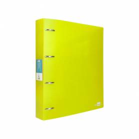 Carpeta liderpapel 4 anillas mixtas 40 mm polipropileno din a4 amarillo fluor opaco