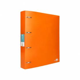 Carpeta liderpapel 4 anillas mixtas 40 mm polipropileno din a4 naranja fluor opaco