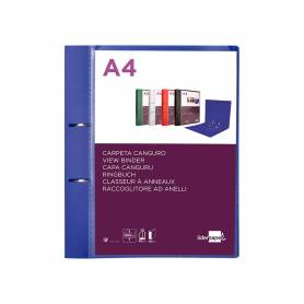 Carpeta liderpapel canguro 2 anillas 40 mm mixtas polipropileno din a4 azul translicudo