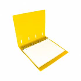 Carpeta con recambio liderpapel a4 cuadro 5mm 100 hojas 80g polipropileno 4 anillas 40mm amarillo fluor