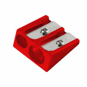 Sacapuntas liderpapel metalico cuña 2 usos color rojo