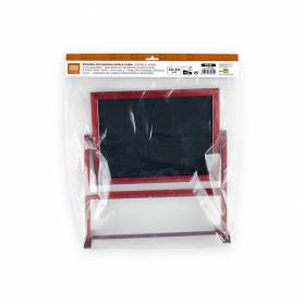 Pizarra marron liderpapel para hosteleria doble cara volteable con superficie para rotuladores 32x30 cm