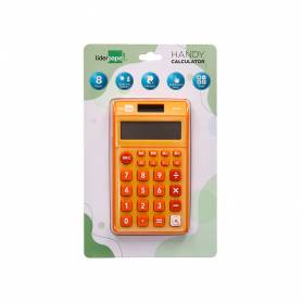 Calculadora liderpapel bolsillo xf10 8 digitos solar y pilas color naranja 115x65x8 mm