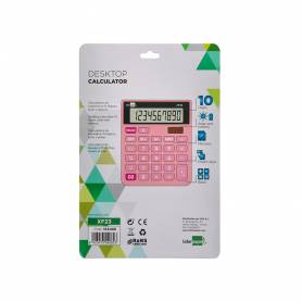 Calculadora liderpapel sobremesa xf23 10 digitos solar y pilas color rosa 127x105x24 mm